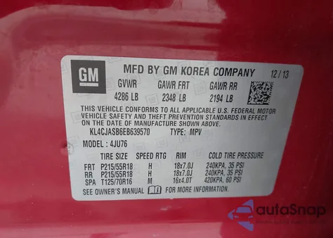 2014 Buick Encore из США, поврежденный, VIN KL4CJASB6EB639570